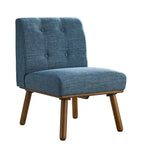 Poltrona d'Appoggio Capitonné senza Braccioli con Gambe in Legno di Gomma e Cuscino in Schiuma – Blu / Grigio / Beige / Rosa, Singola
