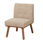 Poltrona d'Appoggio Capitonné senza Braccioli con Gambe in Legno di Gomma e Cuscino in Schiuma – Blu / Grigio / Beige / Rosa, Singola