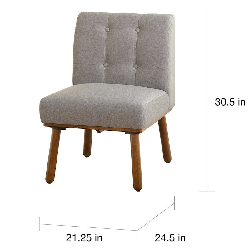 Poltrona d'Appoggio Capitonné senza Braccioli con Gambe in Legno di Gomma e Cuscino in Schiuma – Blu / Grigio / Beige / Rosa, Singola