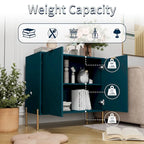 Mobile contenitore minimalista moderno a 2 ante con ripiano regolabile, gambe in metallo e maniglie dorate – Ciano scuro / Nero / Grigio / Blu / Bianco, Singolo