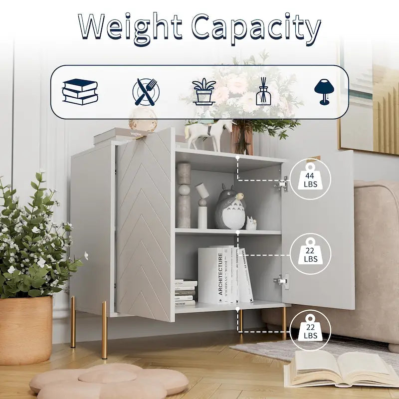 Mobile contenitore minimalista moderno a 2 ante con ripiano regolabile, gambe in metallo e maniglie dorate – Ciano scuro / Nero / Grigio / Blu / Bianco, Singolo