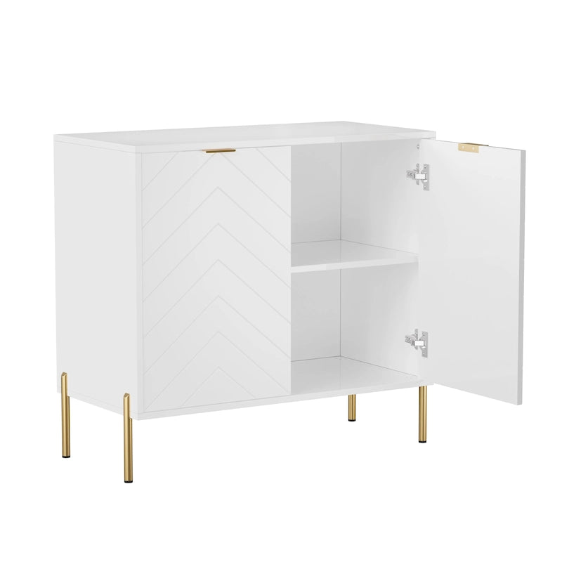 Mobile contenitore minimalista moderno a 2 ante con ripiano regolabile, gambe in metallo e maniglie dorate – Ciano scuro / Nero / Grigio / Blu / Bianco, Singolo