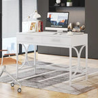 Scrivania moderna con 2 cassetti – Bianco e oro / Bianco, singolo