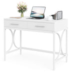 Scrivania moderna con 2 cassetti – Bianco e oro / Bianco, singolo