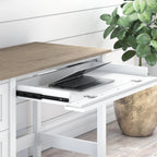 Scrivania da computer da fattoria 54W con cassetto portadocumenti, vassoio estraibile per tastiera e cassetto – Shiplap grigio/nero vintage, singolo