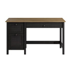 Scrivania da computer da fattoria 54W con cassetto portadocumenti, vassoio estraibile per tastiera e cassetto – Shiplap grigio/nero vintage, singolo