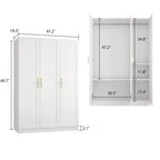 Guardaroba Armadio Minimalista con Asta Appendiabiti e 3 Ripiani – Bianco, Singolo