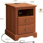 Comodino Vintage in Legno con Stazione di Ricarica – Ciliegio / Bianco Antico / Espresso / Rovere Naturale, Singolo