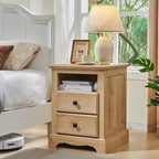 Comodino Vintage in Legno con Stazione di Ricarica – Ciliegio / Bianco Antico / Espresso / Rovere Naturale, Singolo