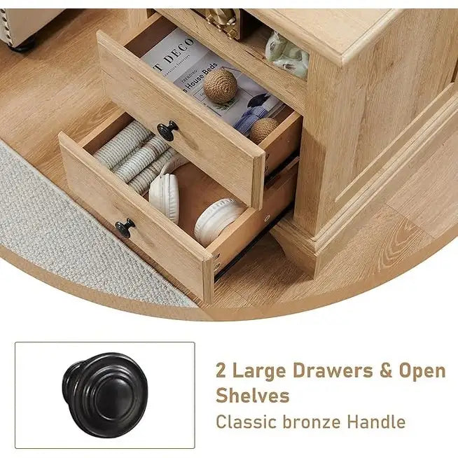 Comodino Vintage in Legno con Stazione di Ricarica – Ciliegio / Bianco Antico / Espresso / Rovere Naturale, Singolo
