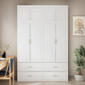 Armadio modulare bianco e oro con appendiabiti e cassetti – Bianco/Oro, unità singola