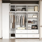 Armadio modulare bianco e oro con appendiabiti e cassetti – Bianco/Oro, unità singola
