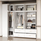 Armadio modulare bianco e oro con appendiabiti e cassetti – Bianco/Oro, unità singola