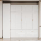 Armadio modulare bianco e oro con appendiabiti e cassetti – Bianco/Oro, unità singola