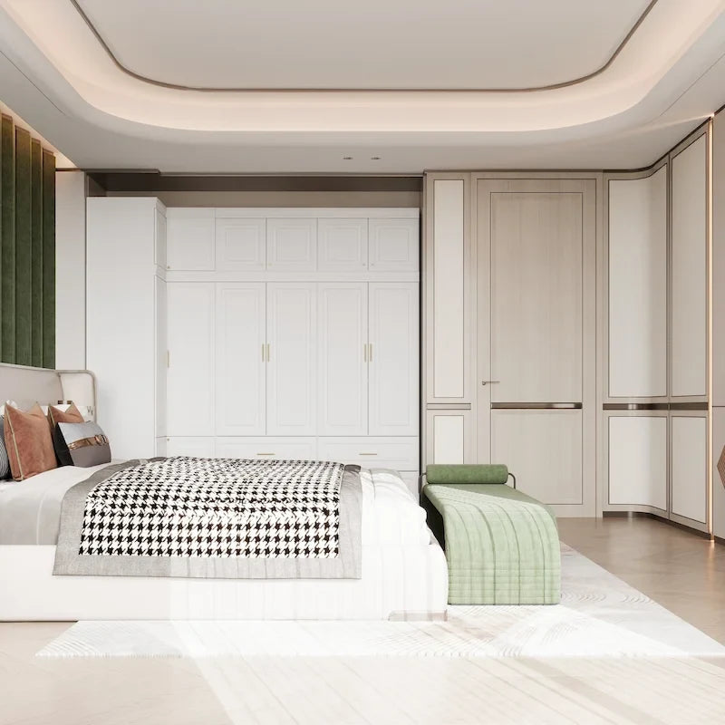 Armadio modulare bianco e oro con appendiabiti e cassetti – Bianco/Oro, unità singola