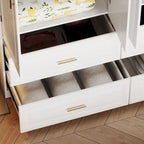 Armadio modulare bianco e oro con appendiabiti e cassetti – Bianco/Oro, unità singola