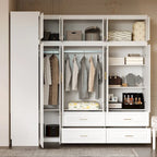 Armadio modulare bianco e oro con appendiabiti e cassetti – Bianco/Oro, unità singola