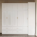Armadio modulare bianco e oro con appendiabiti e cassetti – Bianco/Oro, unità singola
