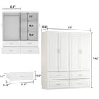 Armadio modulare bianco e oro con appendiabiti e cassetti – Bianco/Oro, unità singola