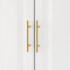 Armadio modulare bianco e oro con appendiabiti e cassetti – Bianco/Oro, unità singola