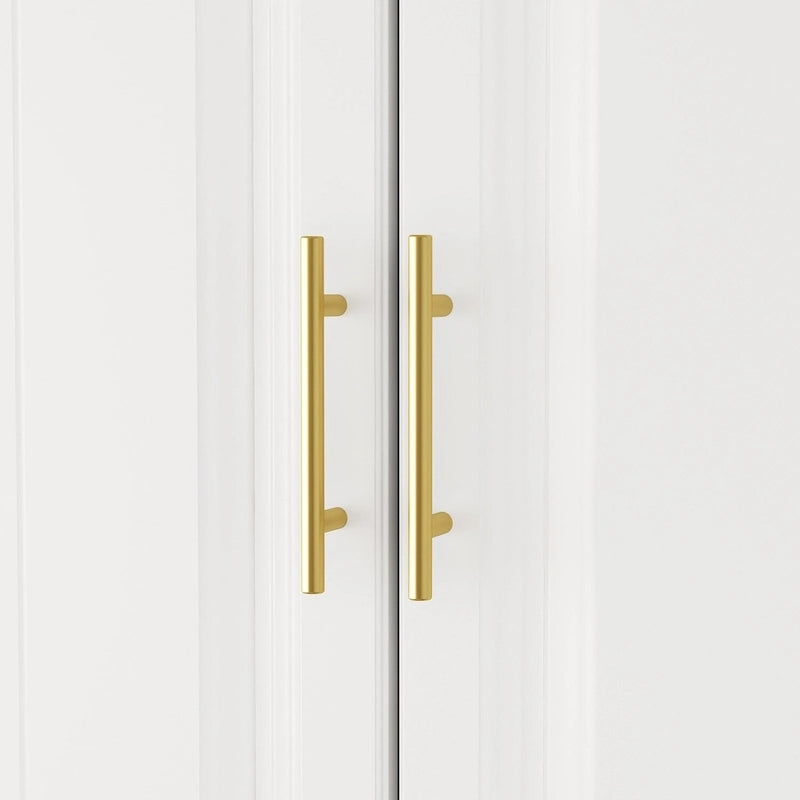 Armadio modulare bianco e oro con appendiabiti e cassetti – Bianco/Oro, unità singola