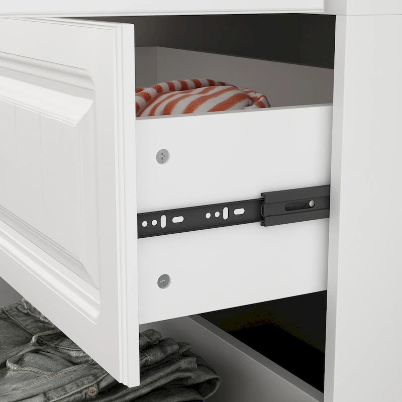 Armadio modulare bianco e oro con appendiabiti e cassetti – Bianco/Oro, unità singola