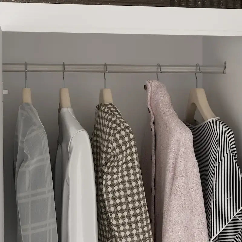 Armadio modulare bianco e oro con appendiabiti e cassetti – Bianco/Oro, unità singola