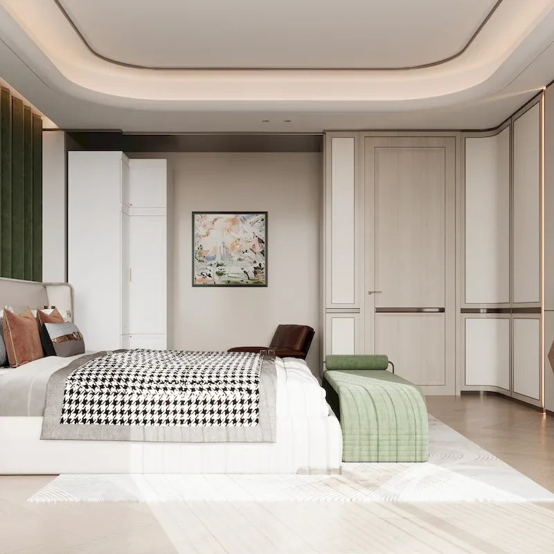 Armadio modulare bianco e oro con appendiabiti e cassetti – Bianco/Oro, unità singola