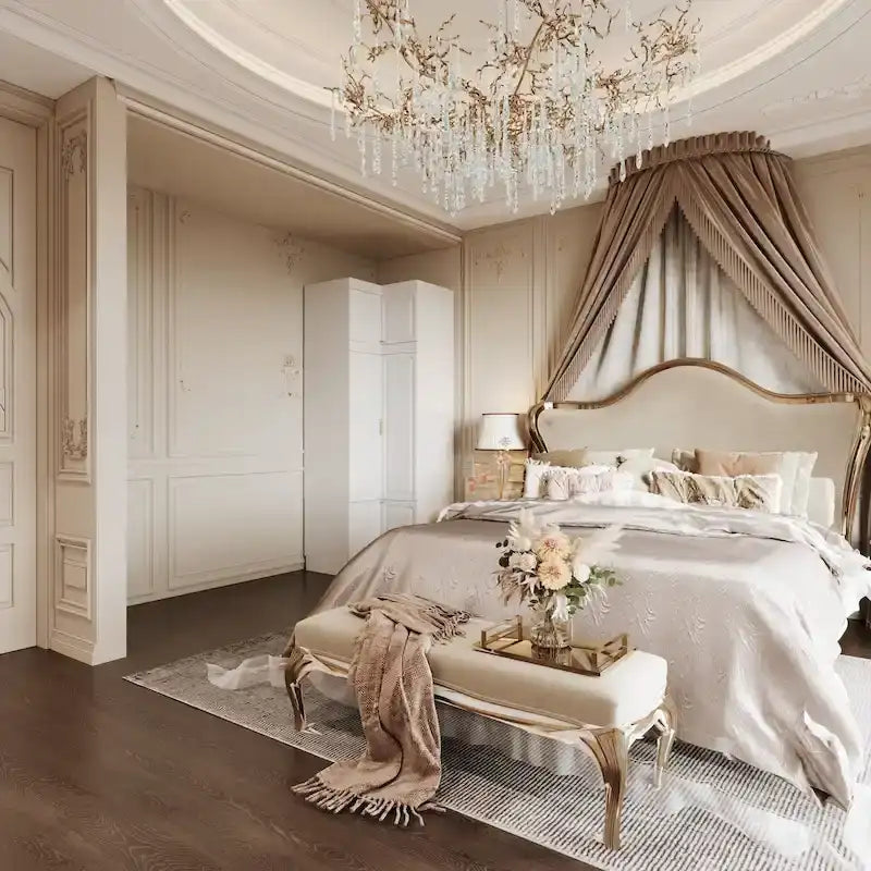 Armadio modulare bianco e oro con appendiabiti e cassetti – Bianco/Oro, unità singola