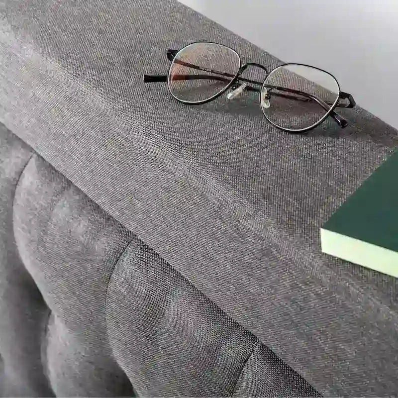 Letto a piattaforma imbottito con bottoni, base a doghe in legno – Grigio scuro, California King, 2 posti letto