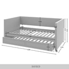 Divano Letto Singolo Imbottito in Velluto con Letto Estraibile, Pannello Bracciolo Alto e Dettagli in PU Dorato – Grigio Argento / Nero / Blu Navy, Posti Letto 1-2