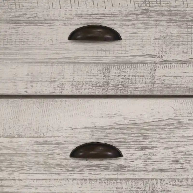 Cassettiera a 6 cassetti in legno massello stile Mid-Century Modern con guide in metallo e maniglie in ottone anticato – Driftwood / Bianco Sporco Rustico / Grigio Rustico / Noce Rustico / Nero Stile Rustico, Singolo
