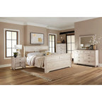 Camera da letto Sleigh White Wash Shabby Chic – White Wash, Queen/King, 2 posti letto