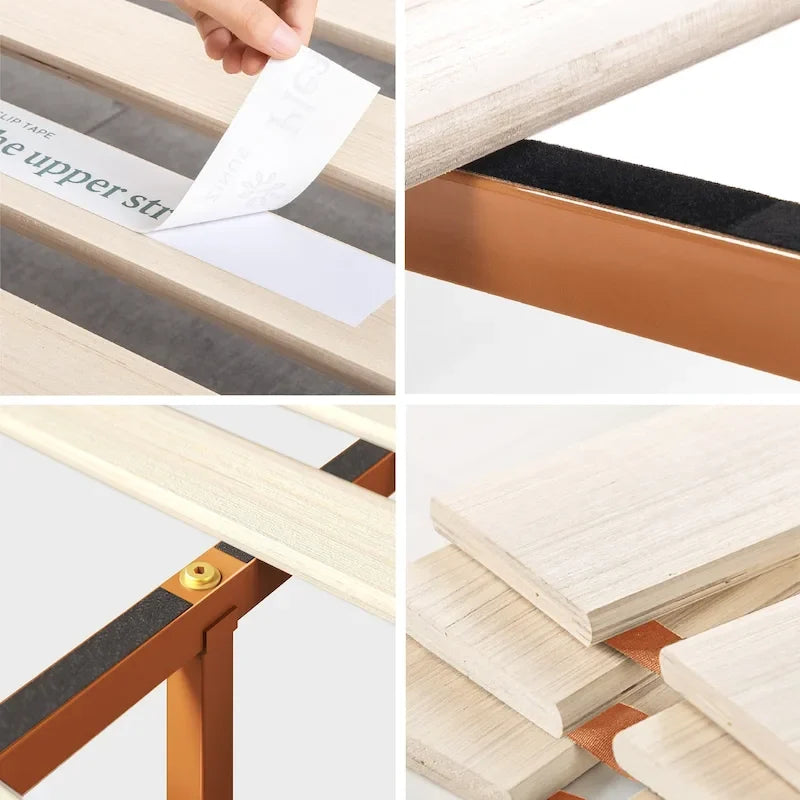 Struttura letto a piattaforma in legno di pino rustico con testiera e supporto a doghe in legno – Pino naturale, singolo / matrimoniale / queen / king, 1–2 posti