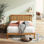Struttura letto a piattaforma in legno di pino rustico con testiera e supporto a doghe in legno – Pino naturale, singolo / matrimoniale / queen / king, 1–2 posti