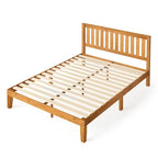 Struttura letto a piattaforma in legno di pino rustico con testiera e supporto a doghe in legno – Pino naturale, singolo / matrimoniale / queen / king, 1–2 posti