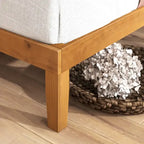 Struttura letto a piattaforma in legno di pino rustico con testiera e supporto a doghe in legno – Pino naturale, singolo / matrimoniale / queen / king, 1–2 posti
