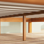 Struttura letto a piattaforma in legno di pino rustico con testiera e supporto a doghe in legno – Pino naturale, singolo / matrimoniale / queen / king, 1–2 posti