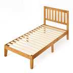 Struttura letto a piattaforma in legno di pino rustico con testiera e supporto a doghe in legno – Pino naturale, singolo / matrimoniale / queen / king, 1–2 posti