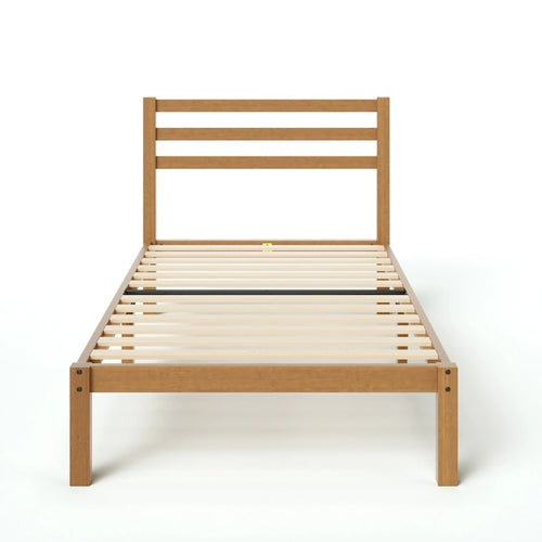 Bamboo Platform Bed Frame with Slatted Headboard for Approx. 97 × 191, 137 × 191, 152 × 203 or 193 × 203 cm Mattress – product view