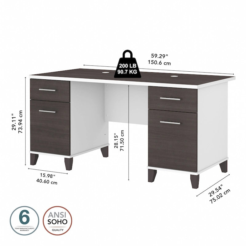Scrivania da ufficio transitoria da 60W con cassetti – Diversi colori, singola