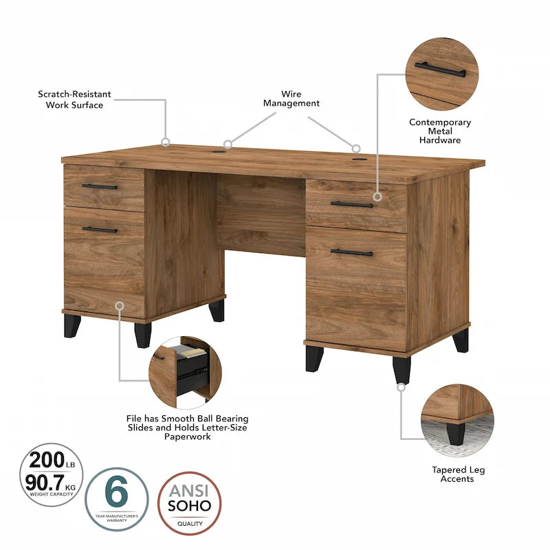 Scrivania da ufficio transitoria da 60W con cassetti – Diversi colori, singola