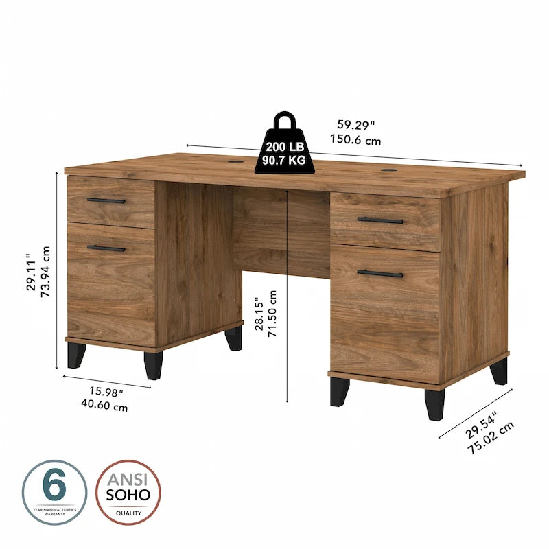 Scrivania da ufficio transitoria da 60W con cassetti – Diversi colori, singola