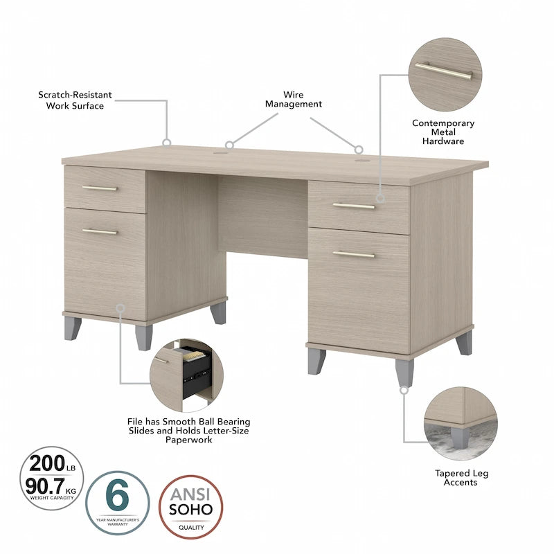 Scrivania da ufficio transitoria da 60W con cassetti – Diversi colori, singola