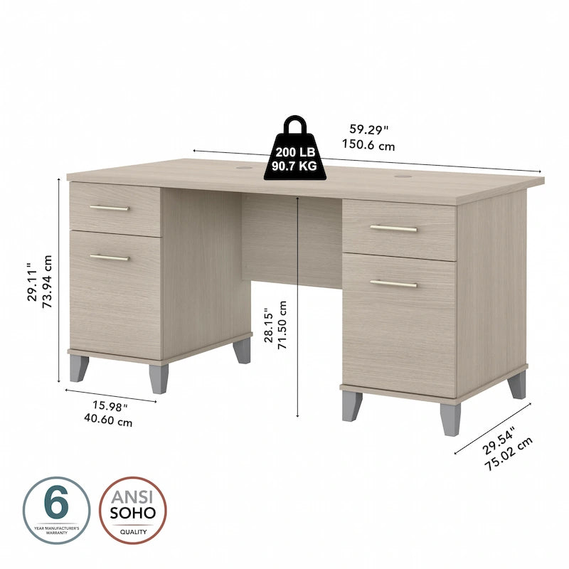 Scrivania da ufficio transitoria da 60W con cassetti – Diversi colori, singola