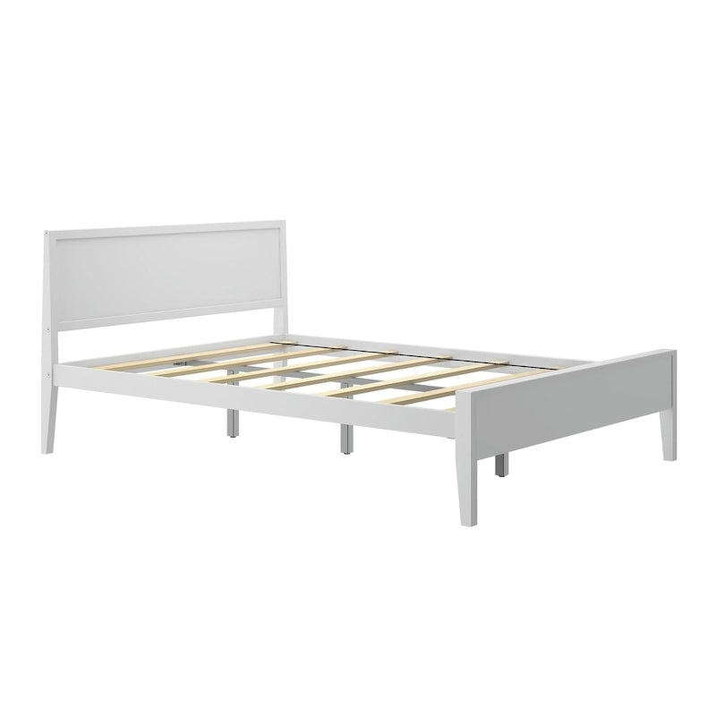 Letto matrimoniale moderno in legno di pino con testiera a pannelli – Argilla / Bianco / Grigio, per 2 persone