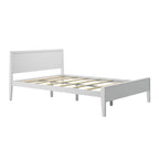 Letto matrimoniale moderno in legno di pino con testiera a pannelli – Argilla / Bianco / Grigio, per 2 persone