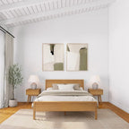 Letto matrimoniale moderno in legno di pino con testiera a pannelli – Argilla / Bianco / Grigio, per 2 persone