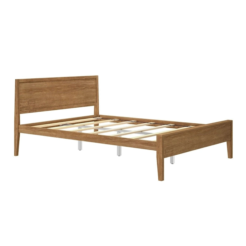 Letto matrimoniale moderno in legno di pino con testiera a pannelli – Argilla / Bianco / Grigio, per 2 persone