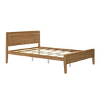 Letto matrimoniale moderno in legno di pino con testiera a pannelli – Argilla / Bianco / Grigio, per 2 persone